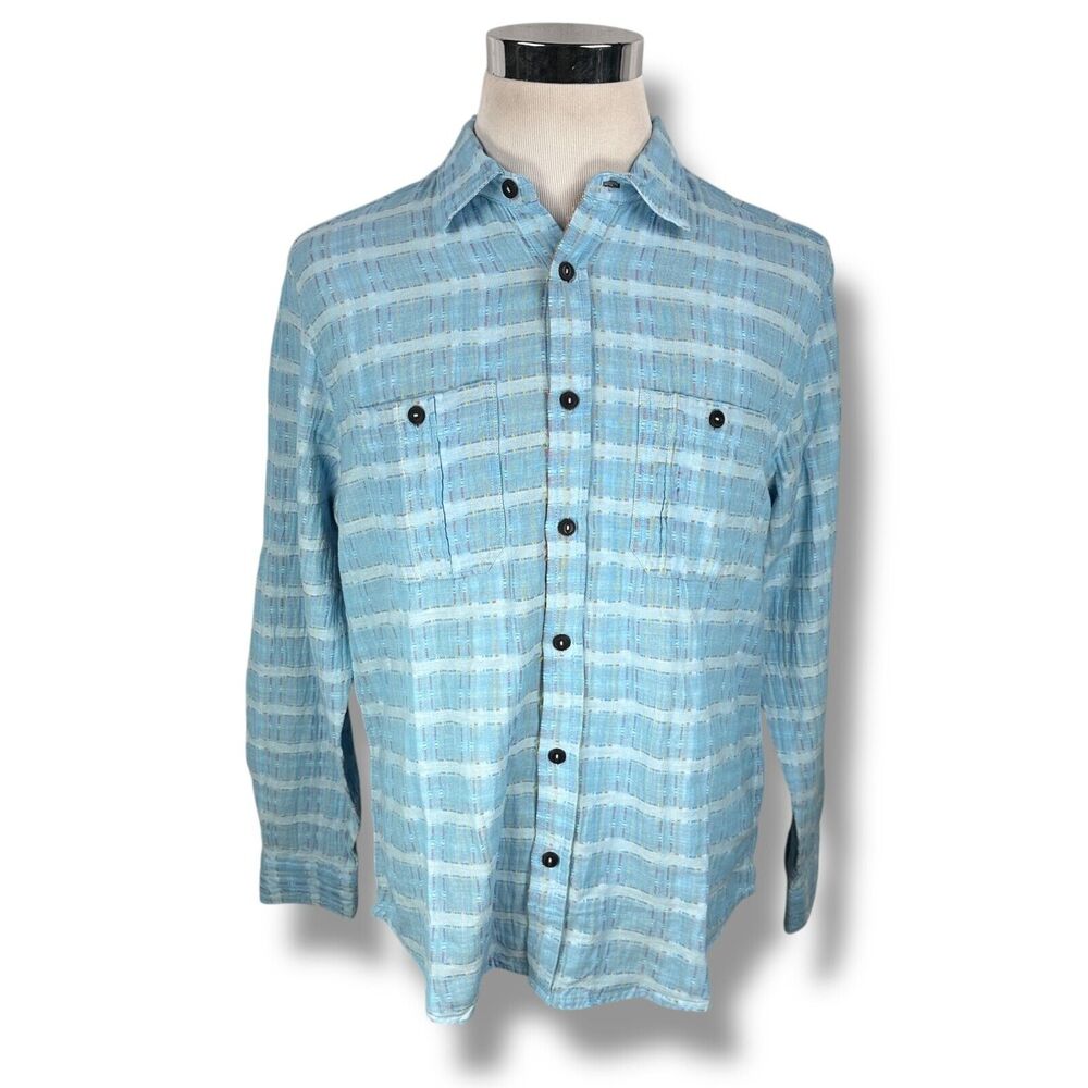 Carbon 2 Cobalt Shirt Men’s Medium Blue Geometric‎ Rainbow Button-Up Long Sleeve
